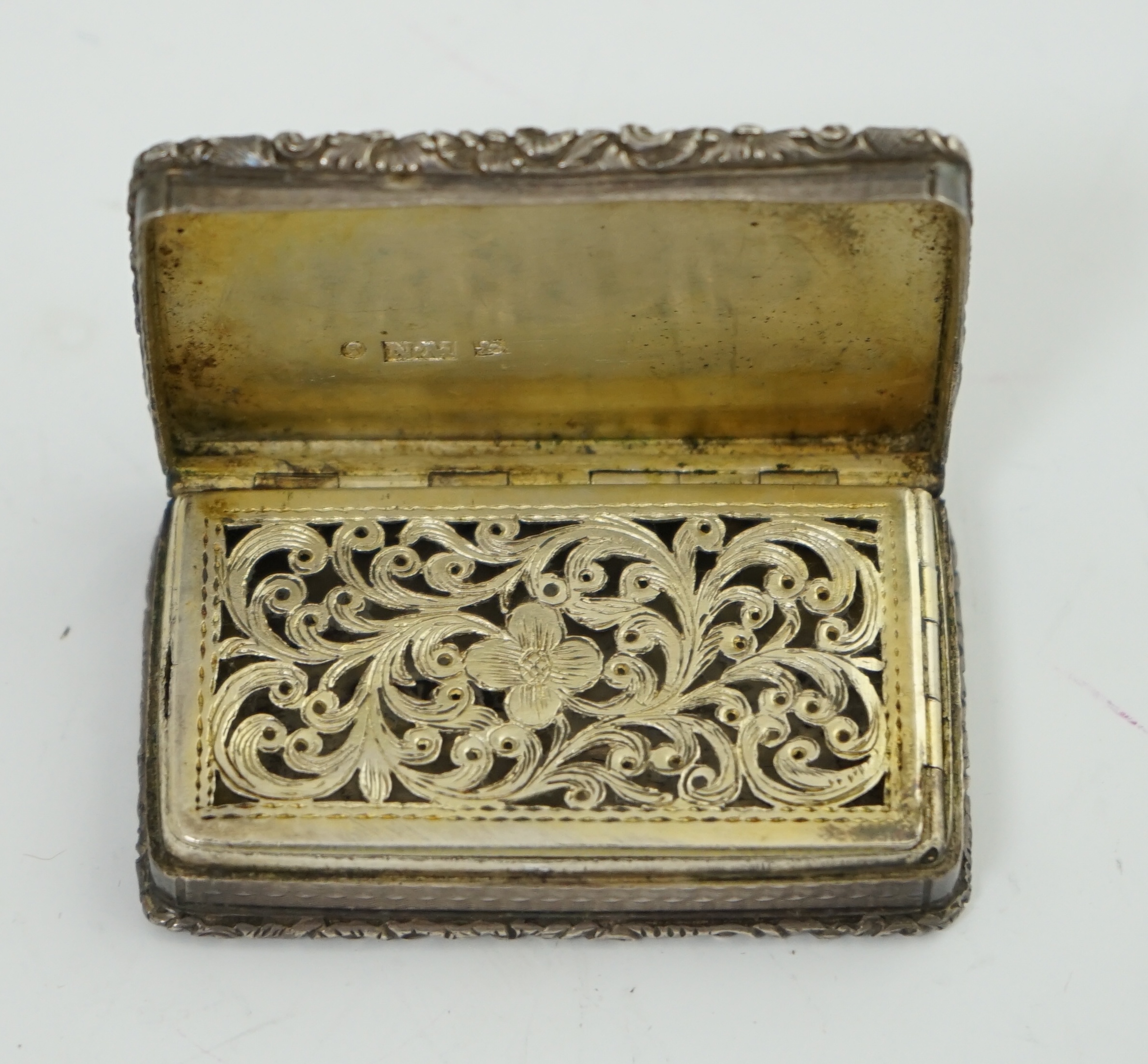 An early Victorian silver York Minster 'castle-top' vinaigrette, By Nathaniel Mills